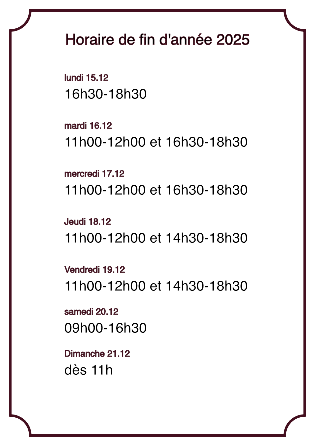 horaire de noel 2025